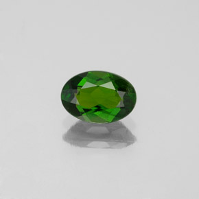 0.75 ct Green Chrome Diopside Gemstone, Chrome Diopside Gem in Oval Facet Shape for Sale.