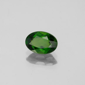 0.75 ct Green Chrome Diopside Stone, Natural Chrome Diopside in Oval Facet Shape for Sale