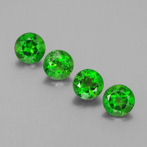 1.67 ct Green Chrome Diopside Gemstone, Chrome Diopside Gem in Round Facet Shape for Sale.