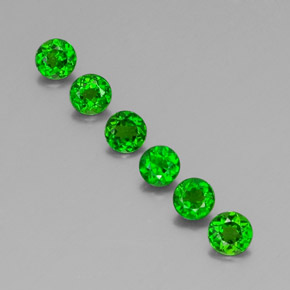 1.51 ct Green Chrome Diopside Gemstone, Chrome Diopside Gem in Round Facet Shape for Sale.