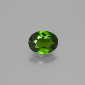 0.80 ct Green Chrome Diopside Gemstone, Chrome Diopside Gem in Oval Facet Shape for Sale.