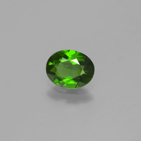 0.80 ct Green Chrome Diopside Stone, Natural Chrome Diopside in Oval Facet Shape for Sale
