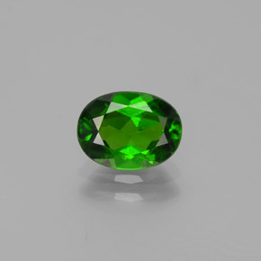 1.29 ct Green Chrome Diopside Gemstone, Chrome Diopside Gem in Oval Facet Shape for Sale.