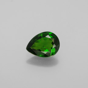 0.89 ct Green Chrome Diopside Gemstone, Chrome Diopside Gem in Pear Facet Shape for Sale.