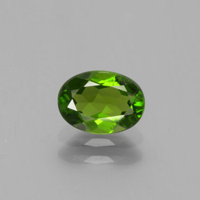 0.88 ct Green Chrome Diopside Gemstone, Chrome Diopside Gem in Oval Facet Shape for Sale.