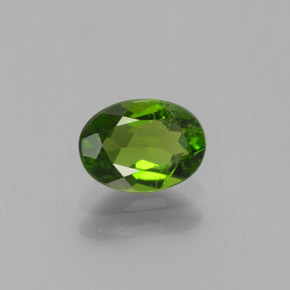 0.88 ct Green Chrome Diopside Stone, Natural Chrome Diopside in Oval Facet Shape for Sale