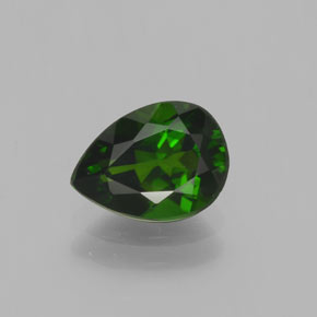 1.13 ct Green Chrome Diopside Gemstone, Chrome Diopside Gem in Pear Facet Shape for Sale.