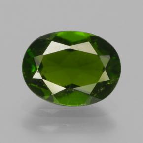 1.30 ct Green Chrome Diopside Gemstone, Chrome Diopside Gem in Oval Facet Shape for Sale.
