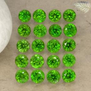 1.40 ctw Green Chrome Diopside Stones, Natural Chrome Diopside in Round Facet Shape for Sale