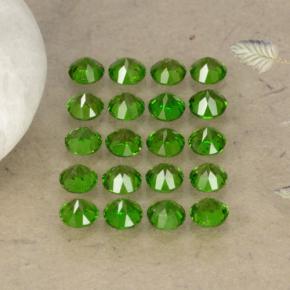 Chrome Diopside Gemstones in 2.5 mm (calibrated) Size for Sale, Chrome Diopside Stones in Green Color
