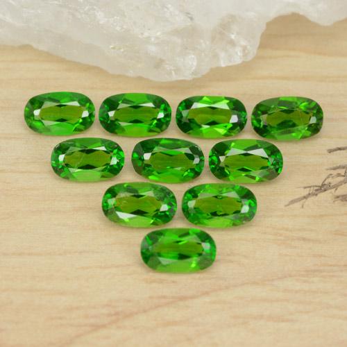 10шт 5 x 3 mm Овал лот Хром Диопсид - общий вес 2,41 ct / ср. 0,24 ct каждый, цвет: Яркий лесной зеленый, твердость по Моосу 5 - 6, Photo A