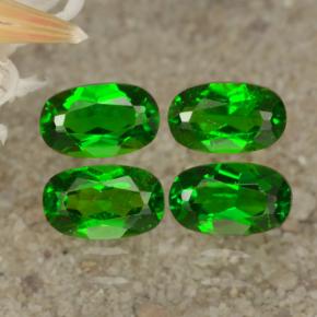 1.11 ctw Green Chrome Diopside Stones, Natural Chrome Diopside in Oval Facet Shape for Sale