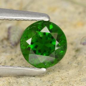 0.65 ct Green Chrome Diopside Gemstone, Chrome Diopside Gem in Round Facet Shape for Sale.