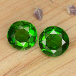 0.87 ctw Green Chrome Diopside Gemstones, Chrome Diopside Gems in Round Facet Shape for Sale.