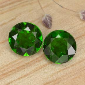 0.94 ctw Green Chrome Diopside Gemstones, Chrome Diopside Gems in Round Facet Shape for Sale.