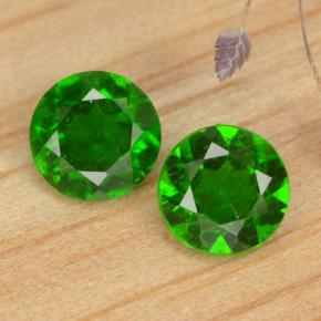0.95 ctw Green Chrome Diopside Gemstones, Chrome Diopside Gems in Round Facet Shape for Sale.