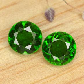 1.03 ctw Green Chrome Diopside Gemstones, Chrome Diopside Gems in Round Facet Shape for Sale.