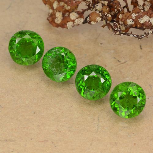 Medium-Dark Green Хром Диопсид Камень - 0.6ct Круглая Фасетная Огранка (ID: 488930)