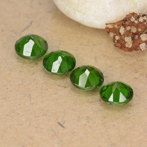 Chrome Diopside Gemstones in 5 mm (calibrated) Size for Sale, Chrome Diopside Stones in Medium-Dark Green Color