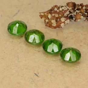 Chrome Diopside Gemstones in 5 mm (calibrated) Size for Sale, Chrome Diopside Stones in Medium-Dark Green Color