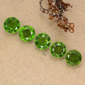 2.61 ctw Green Chrome Diopside Gemstones, Chrome Diopside Gems in Round Facet Shape for Sale.