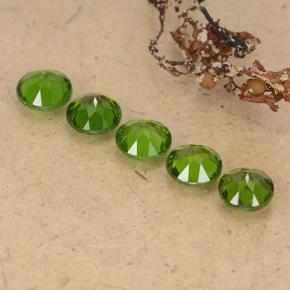Chrome Diopside Gemstones in 5 mm (calibrated) Size for Sale, Chrome Diopside Stones in Green Color