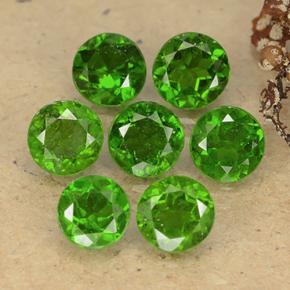 3.55 ctw Green Chrome Diopside Stones, Natural Chrome Diopside in Round Facet Shape for Sale