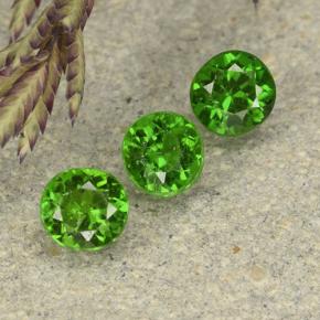 0.63 ctw Green Chrome Diopside Gemstones, Chrome Diopside Gems in Round Facet Shape for Sale.