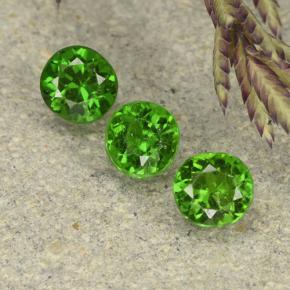 0.63 ctw Green Chrome Diopside Stones, Natural Chrome Diopside in Round Facet Shape for Sale