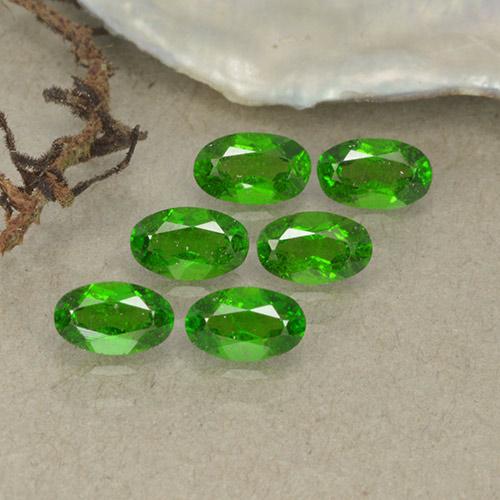 6 件 5,1 x 3,1 mm 毫米椭圆形铬透辉石批次 - 1,5 克拉总重量/平均。 每颗 0,25 克拉,颜色:绿色,莫氏硬度为 5 - 6, Photo A