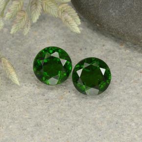 1.12 ctw Green Chrome Diopside Gemstones, Chrome Diopside Gems in Round Facet Shape for Sale.