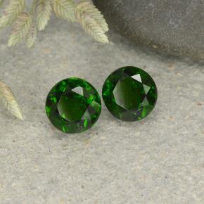 1.12 ctw Green Chrome Diopside Stones, Natural Chrome Diopside in Round Facet Shape for Sale