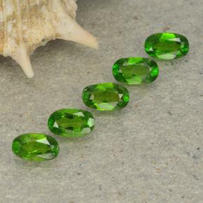 1.12 ctw Green Chrome Diopside Stones, Natural Chrome Diopside in Oval Facet Shape for Sale
