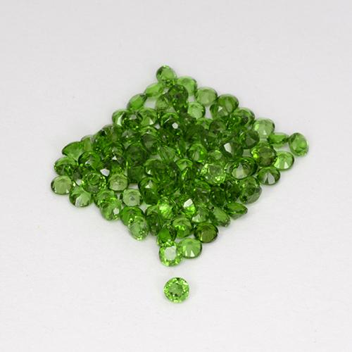 100pc 1.8mm Round Chrome Diopside Lot - 2.59ct total Weight / avg. 0.03ct each, Color: Medium Dark-green, Mohs Hardness 5 - 6, Photo A