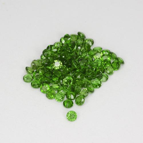 100-teiliges Chromdiopsid / Set - Rundschliff Grün aus Russland - Größe 1,8mm, Gewicht 2,56 ct gesamt / Durchschn. je 0,03 ct, Farbe: Grün, Mohs-Härte 5 - 6, Photo A