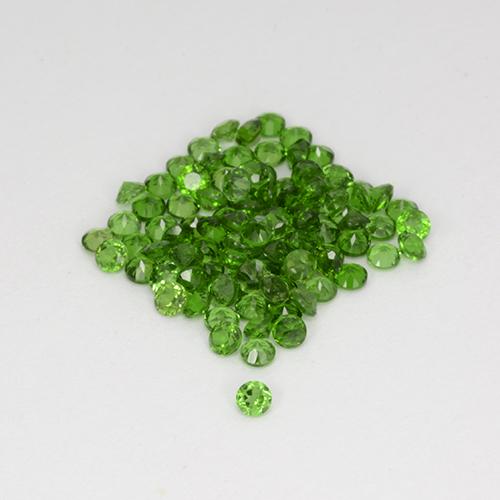 Lote de 100 piezas de Cromodiópsido Verde oscuro Circular de Rusia - Tamaño 1,8mm, peso 2,56 ct en total / promedio. 0,03 ct cada uno, dureza de Mohs 5 - 6, Photo A