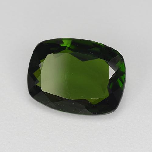 Deep Green Chrome Diopside Gem - 1.3ct Cushion-Cut (ID: 510910)