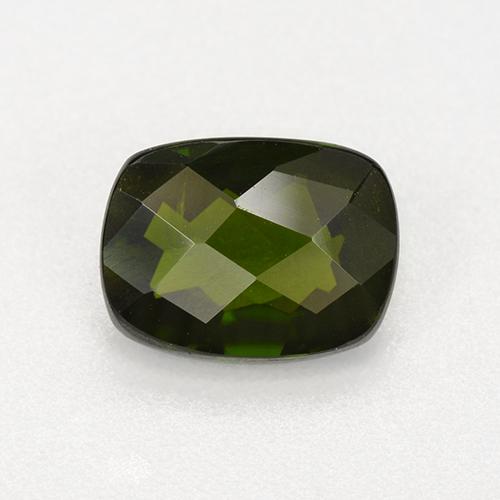 Deep Green Chrome Diopside Gem - 1.4ct Cushion Checkerboard (ID: 510945)