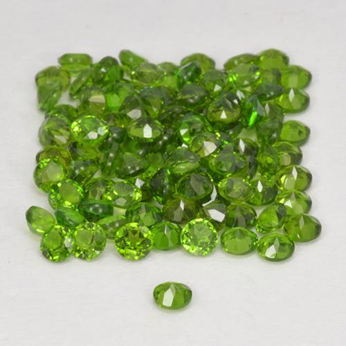 Chrome Diopside Gemstones in 1.7 mm Size for Sale, Chrome Diopside Stones in Seaweed Green Color