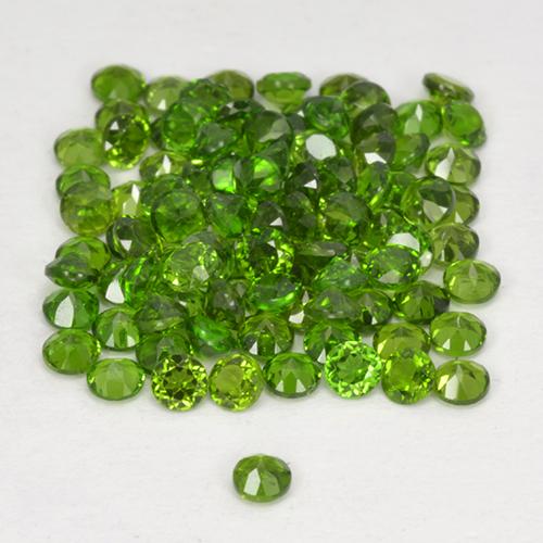 Chrome Diopside Gemstones in 1.7 mm Size for Sale, Chrome Diopside Stones in Lively Green Color
