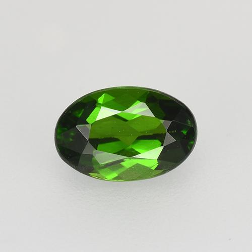0.69 ct Green Chrome Diopside Gemstone, Chrome Diopside Gem in Oval Facet Shape for Sale.