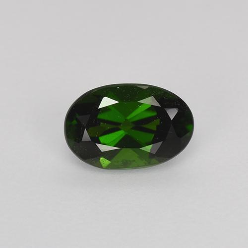 Травянисто-зелёный Хром Диопсид Камень - 0.6ct Фасетный Овал (ID: 524548)