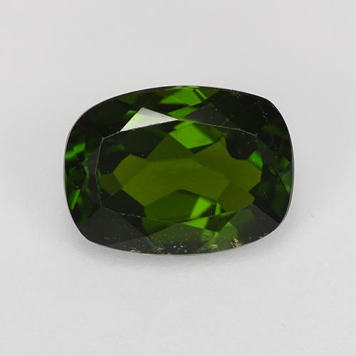 Dark Green Chrome Diopside Gem - 1.4ct Cushion-Cut (ID: 524557)