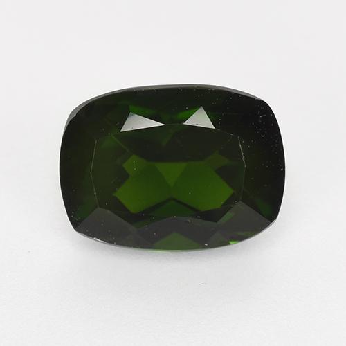 Very Dark Green Chrome Diopside Gem - 1.5ct Cushion-Cut (ID: 524564)