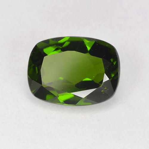 Deep Green Chrome Diopside Gem - 1.3ct Cushion-Cut (ID: 525592)