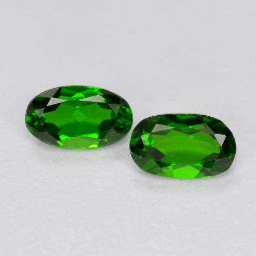 0.49 ctw Green Chrome Diopside Gemstones, Chrome Diopside Gems in Oval Facet Shape for Sale.