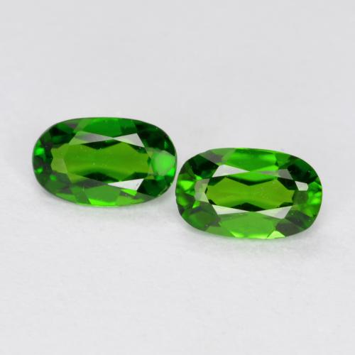 0.41 ctw Green Chrome Diopside Gemstones, Chrome Diopside Gems in Oval Facet Shape for Sale.