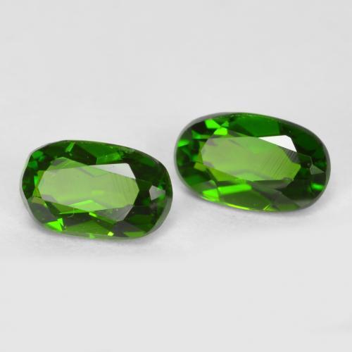 0.53 ctw Green Chrome Diopside Stones, Natural Chrome Diopside in Oval Facet Shape for Sale