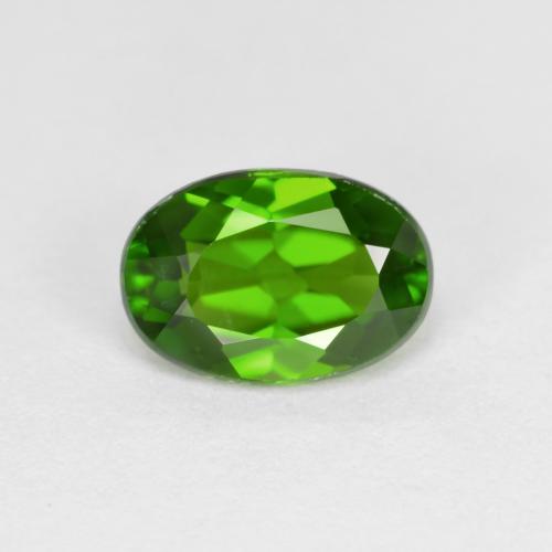 0.87 ct Green Chrome Diopside Gemstone, Chrome Diopside Gem in Oval Facet Shape for Sale.