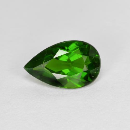 0.83 ct Green Chrome Diopside Gemstone, Chrome Diopside Gem in Pear Facet Shape for Sale.